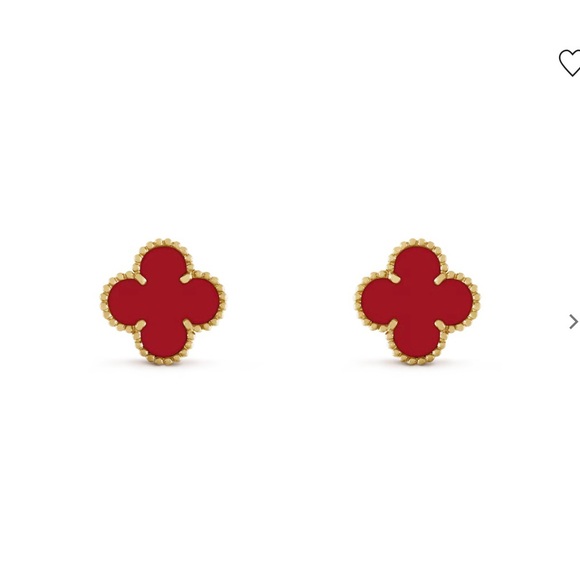 VCA Carnellian Vintage Alhambra Earrings - Picture 7 of 8